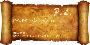 Pfaff Lóránt névjegykártya
